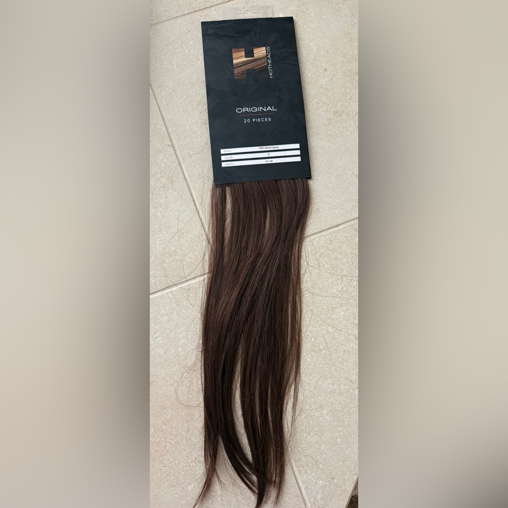 Hotheads Human Hair Tape in Extensions 14-16” brown (5) Bodywave 12 strips Remy